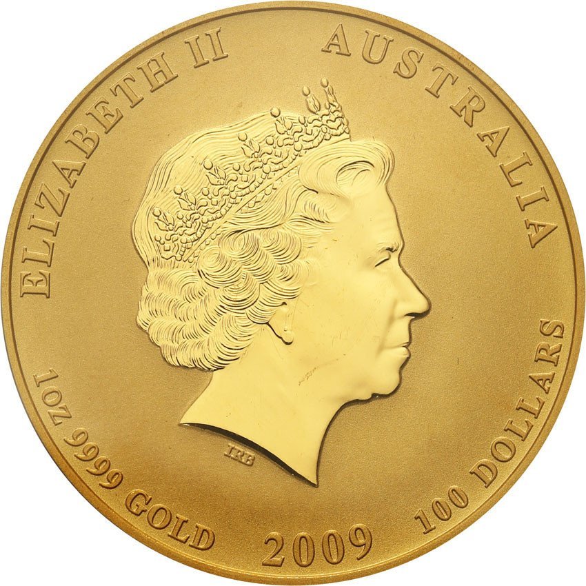 Australia. Elżbieta II. 100 dolarów 2009 Rok Wołu PCGS MS67